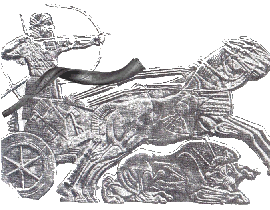 Assyrian chariot with horn